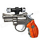 Pistol Shape Windproof Gas Lighter w/ Red Laser + LED Flashlight - Silver + Brown