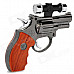 Pistol Shape Windproof Gas Lighter w/ Red Laser + LED Flashlight - Silver + Brown