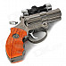 Pistol Shape Windproof Gas Lighter w/ Red Laser + LED Flashlight - Silver + Brown