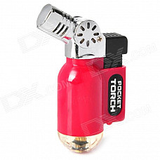 HJ-01 Portable Windproof Blue Flame Butane Gas Jet Lighter - Red + Silver