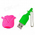 HD HD-0909 Rose Style USB 2.0 Flash Drive - Pink + Green (4GB)
