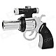 Revolving Pistol Style Windproof Blue Flame Butane Jet Lighter w/ Red Laser - Silver + Black