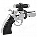 Revolving Pistol Style Windproof Blue Flame Butane Jet Lighter w/ Red Laser - Silver + Black