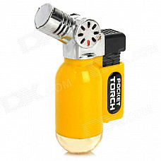 Portable Windproof Blue Flame Butane Gas Jet Lighter - Yellow + Silver