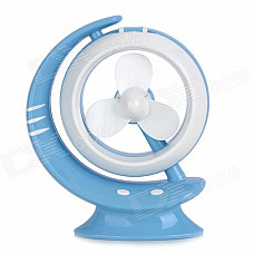 Stylish 18-LED White Light USB Lamp w/ 3-Blade Fan - Sky Blue