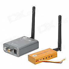 5.8GHz 1W Wireless Transmitter Receiver Kit - Silver + Yellow