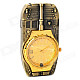 2-in-1 Tank Style Windproof Butane Lighter + Quartz Watch w/ Colorful Lights - Bronze (1 x 377)