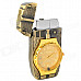 2-in-1 Tank Style Windproof Butane Lighter + Quartz Watch w/ Colorful Lights - Bronze (1 x 377)