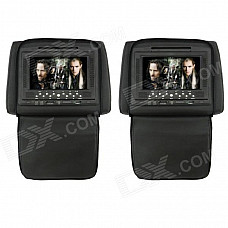 7" LCD Screen Car Headrest DVD Media Player with FM / AV-Out / SD / Game - Black (DC 12V / 2 PCS)