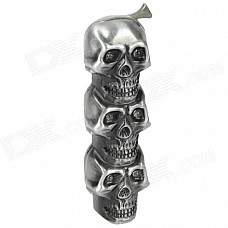 Zinc Alloy Three Skull Heads Style Butane Gas Lighter - Grey