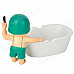 Little Soldier Fighting with Cockroach on Bathtub Style Ashtray - Green + White + Beige