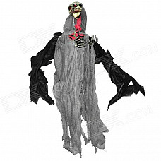 Sound Activated Flying Reaper Skull w/ Red LED Eyes - Grey + Black (3 x AA)