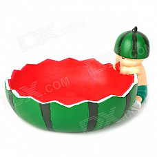 Little Soldier Eating Big Watermelon Style Ashtray - Green + Red + Black + White