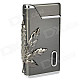 Windproof Marijuana Leaf Pattern Electroplating Butane Jet Lighter - Silver Black