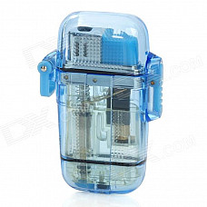 Cool Red Flame Windproof Butane Jet Lighter - Transparent Blue