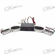 Police Style Car 12V 12-LED Red/Blue Stroboscopic Light with 3-Mode Controller