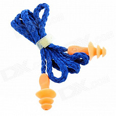 Jazz Drum Soft Silicone Noise Isolation In-Ear Earplugs w/ Strap - Blue + Orange (Pair)