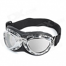 Fashion Silver Plating PC Lens Safety Motorcycle Goggles - Silver Frame