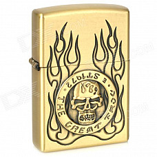 Skull Ares Pattern Kerosene Oil Lighter - Bronze