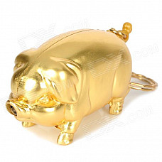 Novelty Pig Style Butane Lighter Keychain - Golden