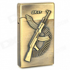 AK47 Pattern Dual Lamp Windproof Steel Butane Gas Lighter - Bronze