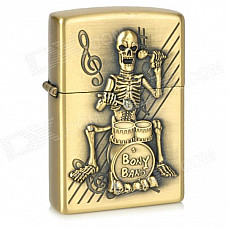 Skull Drumming Pattern Kerosene Oil Lighter - Bronze