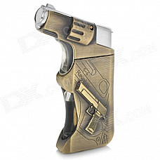 Spray Gun Pattern Windproof Butane Gas Lighter - Bronze