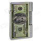 One Hundred Dollars Pattern Butane Gas Lighter - Silver