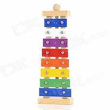 Wood Frame Glockenspiel Xylophone 8 Notes Aluminum Plate Musical Instrument Toys - Multicolored