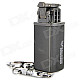 Mini Grinding Wheel Style Zinc Alloy Butane Gas Lighter w/ Keychain - Silver + Black