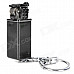 Mini Grinding Wheel Style Zinc Alloy Butane Gas Lighter w/ Keychain - Silver + Black