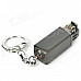 Mini Grinding Wheel Style Zinc Alloy Butane Gas Lighter w/ Keychain - Silver + Black