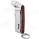 4-in-1 Multitools Windproof Refillable Dual Flame Butane Jet Lighter - Silver + Brown