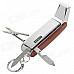 4-in-1 Multitools Windproof Refillable Dual Flame Butane Jet Lighter - Silver + Brown