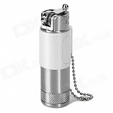 RAYTHOR 001 Zinc Alloy Butane Gas Lighter w/ Key Chain - White + Silver