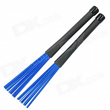 Retractable Plastic Handles Jazz Drum Brushes Stick - Black + Blue (2 PCS)