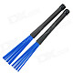 Retractable Plastic Handles Jazz Drum Brushes Stick - Black + Blue (2 PCS)