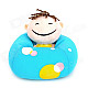 Cute Boy Figure Doll Design Foam Particles Filling Cell Phone Holder - Blue