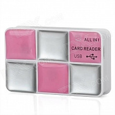 Eye Shadow Design All-in-one USB 2.0 Card Reader - Silver + Pink