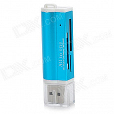 USB 2.0 SD / TF / M2 / MS Card Reader - Blue