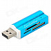 USB 2.0 SD / TF / M2 / MS Card Reader - Blue