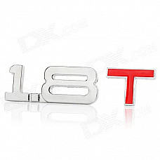 3D Cool 1.8 T Style Chrome Alloy Car Decoration Sticker - Silver + Red
