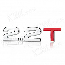 3D Cool 2.2 T Style Chrome Alloy Car Decoration Sticker - Silver + Red