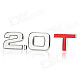 3D Cool 2.0 T Style Chrome Alloy Car Decoration Sticker - Silver + Red