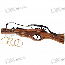 Classical Multi-Shot Rubber Band Launcher Wooden Rifle Gun (Toy)