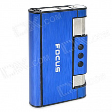 2-in-1 Focus YH007 Aluminum Alloy Automatic Ejection Cigarette Case Lighter - Blue