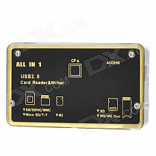 High Speed USB 2.0 SD / Micro SD / M2 / XD / MS / CF Card Reader - Black