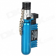 Mini Stainless Steel + Plastic Windproof Butane Gas Lighter - Azure Blue + Silver + Black