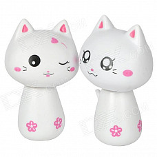 Cute Nodding Head Gum Cat Set - White (2 PCS)