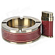 Fashion 2-in-1 HONEST Stainless Steel Butane Jet Lighter / Ashtray Set - Antique Brass + Brown